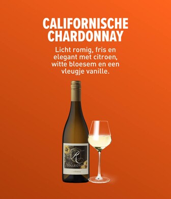 Californische Chardonnay Licht romig, fris en elegant met citroen, witte bloesem en een vleugje vanille.
